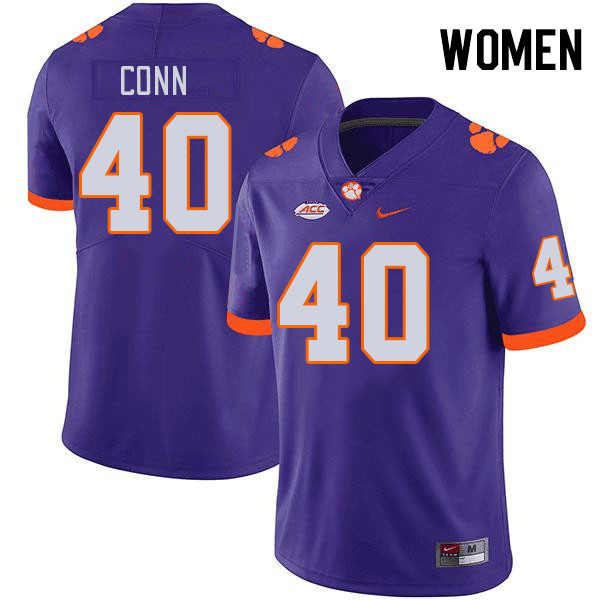 Women #40 Brodey Conn Clemson Tigers College Football Jerseys Stitched-Purple